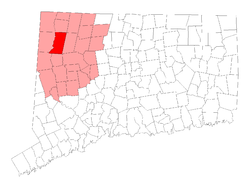 map of Connecticut showing location  of Litchfield County